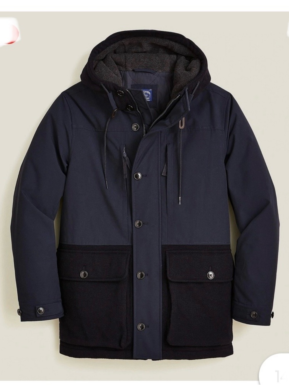 J. Crew Mens Parka Size Large Navy Blue NWOT